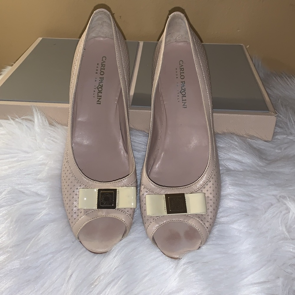 🪢 Carlo Pazolini Cream Peep-Toe Heels 37 US 6.5 - 7